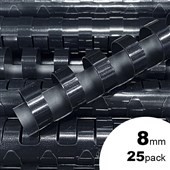 FELLOWES BINDING COILS PLASTIC A4 21 LOOP 8MM BLACK BOX 25