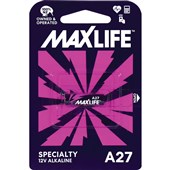 MAXLIFE BATTERY ALKALINE A27 12 VOLT