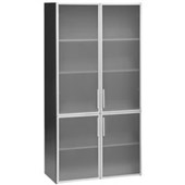 PULSE CUPBOARD OS555 4 GLASS DOORS 1800MM WHITE AND IRONSTONE