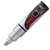UNI CHALK MARKER CHISEL TIP 8MM SILVER