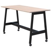 MODELLA II MOBILE LEANER W2000 X D800 X 1050MM BLACK FRAME REFINED OAK TOP