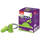 ESKO VORTEX BELLSHAPED CORDED EARPLUGS GREEN PAIRS BOX 100