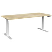 KNIGHT VELOCITY 3 COLUMN ELECTRIC SINGLE SIDED DESK W1800 X D800 X H6101270MM WHITE FRAME ATLANTIC OAK TOP