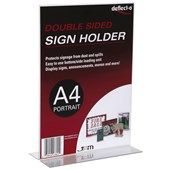 DEFLECTO SIGN HOLDER TSHAPE DOUBLE SIDED PORTRAIT A4 CLEAR