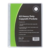 OSC COPYSAFE POCKET HEAVY DUTY PVC A5 CLEAR PACK 5