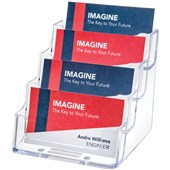 DEFLECTO BUSINESS CARD HOLDER LANDSCAPE 4TIER CLEAR
