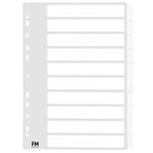 FM CARDBOARD DIVIDER 10 TAB A4 WHITE