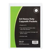 OSC COPYSAFE POCKET HEAVY DUTY PVC UNPUNCHED A4 CLEAR PACK 5
