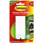 COMMAND PICTURE HANGING STRIP LARGE WHITE PACK 4 PAIRS