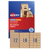 AVERY 980017 L7110 BLANK PRINTABLE LABELS RECTANGLE LASERINKJET 18UP KRAFT BROWN PACK 15