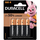 DURACELL COPPERTOP BATTERY ALKALINE MN1500B4 SIZE AA PACK 4