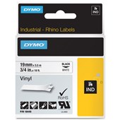 DYMO SD18445 RHINO INDUSTRIAL TAPE VINYL 19MM BLACK ON WHITE