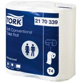 TORK 2170339 T4 TOILET TISSUE ADVANCED CONVENTIONAL SOFT 2 PLY W100MM X L44M 400 SHEETS PER ROLL PACK 4