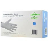 SELFGARD DISPOSABLE LATEX GLOVES LOW POWDER FOOD GRADE 140 SMALL BOX 100