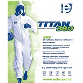 TITAN 380 COVERALL DISPOSABLE POLYETHYLENE BWF CE TYPE 56 CAT3 3XL WHITE