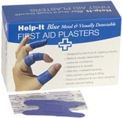 HELPIT PLASTERS METAL DETECTABLE WATERPROOF KNUCKLE BLUE BOX 100