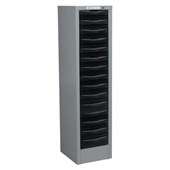 PRECISION MULTIDRAWER UNIT 15 DRAWER W334 X D379 X H1324MM SILVER GREY WITH BLACK DRAWERS