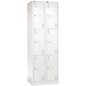 PRECISION CLASSIC STORAGE LOCKER 3 TIER BANK OF 2 LATCH LOCK W750 X D457 X H1800MM WHITE SATIN