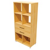 ZEALAND CUBBY HOLE BOOKCASE 6 CUBE 2 DRAWERS W800 X D400 X H1650MM TAWA