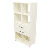 ZEALAND CUBBY HOLE BOOKCASE 6 CUBE 2 DRAWERS W800 X D400 X H1650MM COASTAL ELM