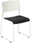 EDEN SLIM VISITOR CHAIR STACKABLE LINKABLE WHITE FRAME WITH QUANTUM BLACK SEAT