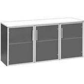 PULSE CREDENZA OC545 3 GLASS DOORS 1500MM WHITE AND IRONSTONE