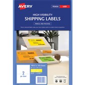 AVERY 36100 L7168FY HIGH VISIBILITY SHIPPING LABEL LASER 2UP FLUORO YELLOW PACK 25