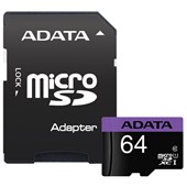 ADATA PREMIER SD MEMORY CARD MICRO SDHC UHSI CARD WITH ADAPTER 64GB