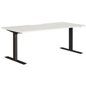 PULSE STRAIGHT SCALLOP DESK 1800MM IRONSTONE METAL LEG WHITE TOP