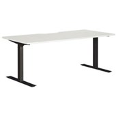 PULSE HEIGHT ADJUSTABLE SCALLOP DESK ELECTRIC DUAL MOTOR 3 STAGE 1500MM BLACK BASE WHITE TOP