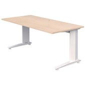 ACCENT ENERGY DESK POWDERCOAT D800 X W1200 X H710MM WHITE FRAME REFINED OAK  TOP