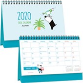 MILFORD DESK CALENDAR DOGS AND BIRD FLIP OVER W210 X L150MM WIRO BOUND EVEN YEAR