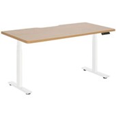 PULSE HEIGHT ADJUSTABLE SCALLOP TOP DESK ELECTRIC DOUBLE MOTOR 3 STAGE W1500 X D750 X H6301280MM WHITE FRAME BEECH TOP