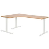 PULSE WORKSTATION LEFT HAND W1800 X W1200 X H730MM WHITE FRAME BEECH TOP