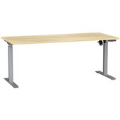 AGILE BOOST HEIGHT ADJUSTABLE SINGLE SIDED ELECTRICAL DESK W1800 X D800 X H7201200MM SILVER FRAME ATLANTIC OAK TOP