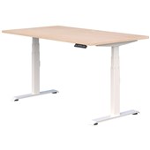 SUMMIT II SINGLE ELECTRIC DESK W1800 X D800 X H6151255MM WHITE FRAME REFINED OAK