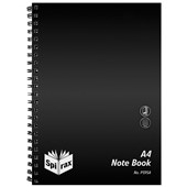 SPIRAX P595A NOTEBOOK PP COVER 7MM RULED SIDE OPEN A4 240 PAGE BLACK