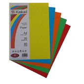 KASKAD COLOURED PAPER A4 80GSM ASSORTED BRIGHTS PACK 30