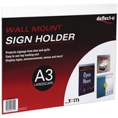 DEFLECTO SIGN HOLDER WALL MOUNT LANDSCAPE A3 CLEAR