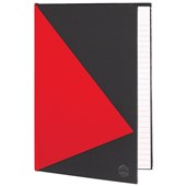 MARBIG NOTEBOOK FEINT RULED HARD COVER CASEBOUND A5 100 LEAF BLACKRED