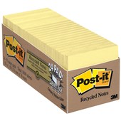 POSTIT 654R24CPCY 100 RECYCLED GREENER NOTES 76 X 76MM CANARY YELLOW CABINET PACK 24