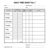 OPUS DAILY TIMESHEET NOTE PAD NO 1 W200 X L220MM 50 LEAF