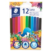 STAEDTLER LUNA FIBRE TIP PEN ASSORTED COLOURS PACK 12